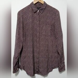 J. Crew Men's Long-Sleeve Button-Down Shirt Burgundy Speckle Size 8T